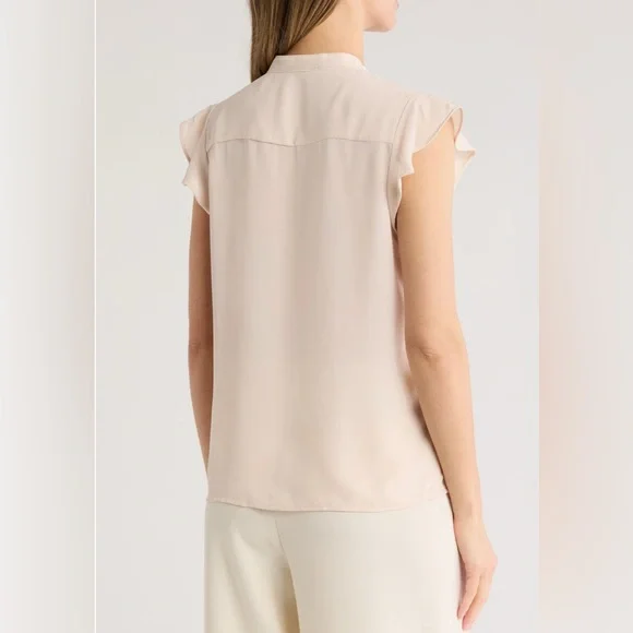 New! T Tahari Elegant Blush Ruffle Blouse Women’s Size Medium - Picture 5 of 15